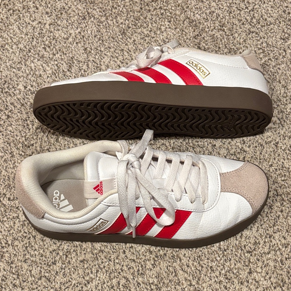 Adidas Red and White Casual Sneakers
